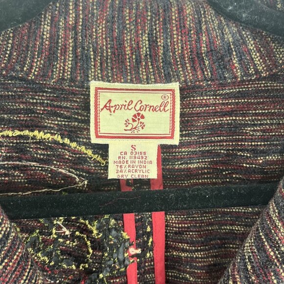 April Cornell Burgundy Blazer w/ Fabric and Sequin Embellishments Womens Size S - Picture 4 of 9